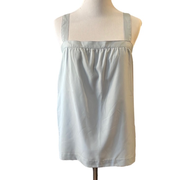 VINTAGE DALTON SPORT LIGHTWEIGHT POLYESTER SILK BLEND BLOUSE LIGHT BLUE SIZE 10 - Picture 1 of 10